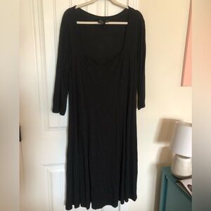 ASOS Curve Size 22 Black Skater Dress with Sweetheart Neckline and 3/4 Sleeves